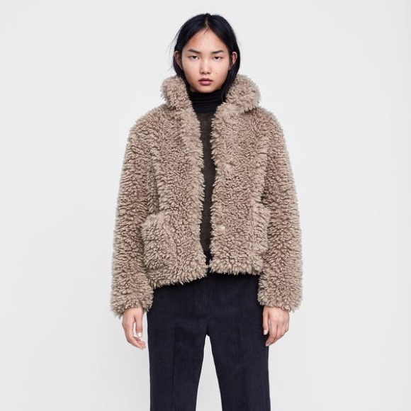 Zara Taupe Teddy Jacket - Picture 3 of 6
